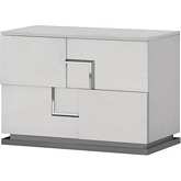 Infinity Nightstand in Bianco Lucido Gloss White & Steel